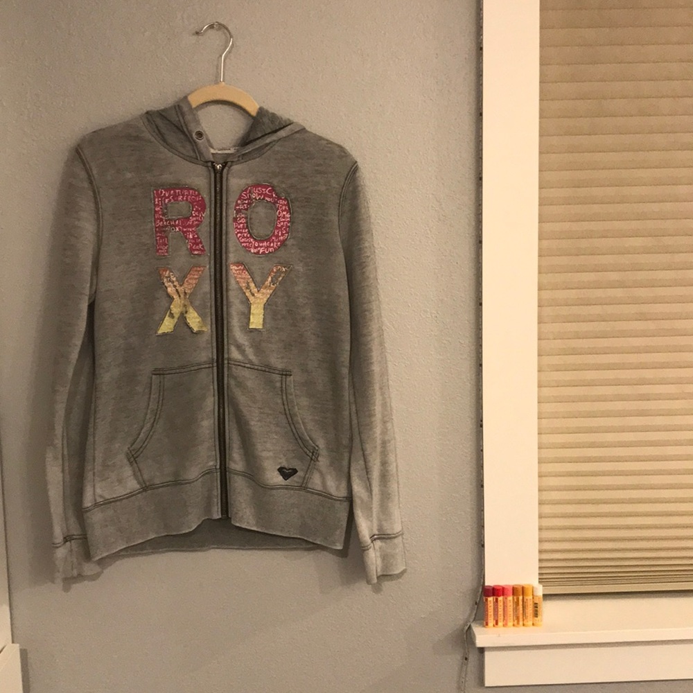Grey ROXY zip up hoodie